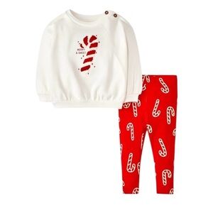 Cat & Jack Baby Candy Cane Girl’s Holiday 2-Piece Set - Size NB - NWT